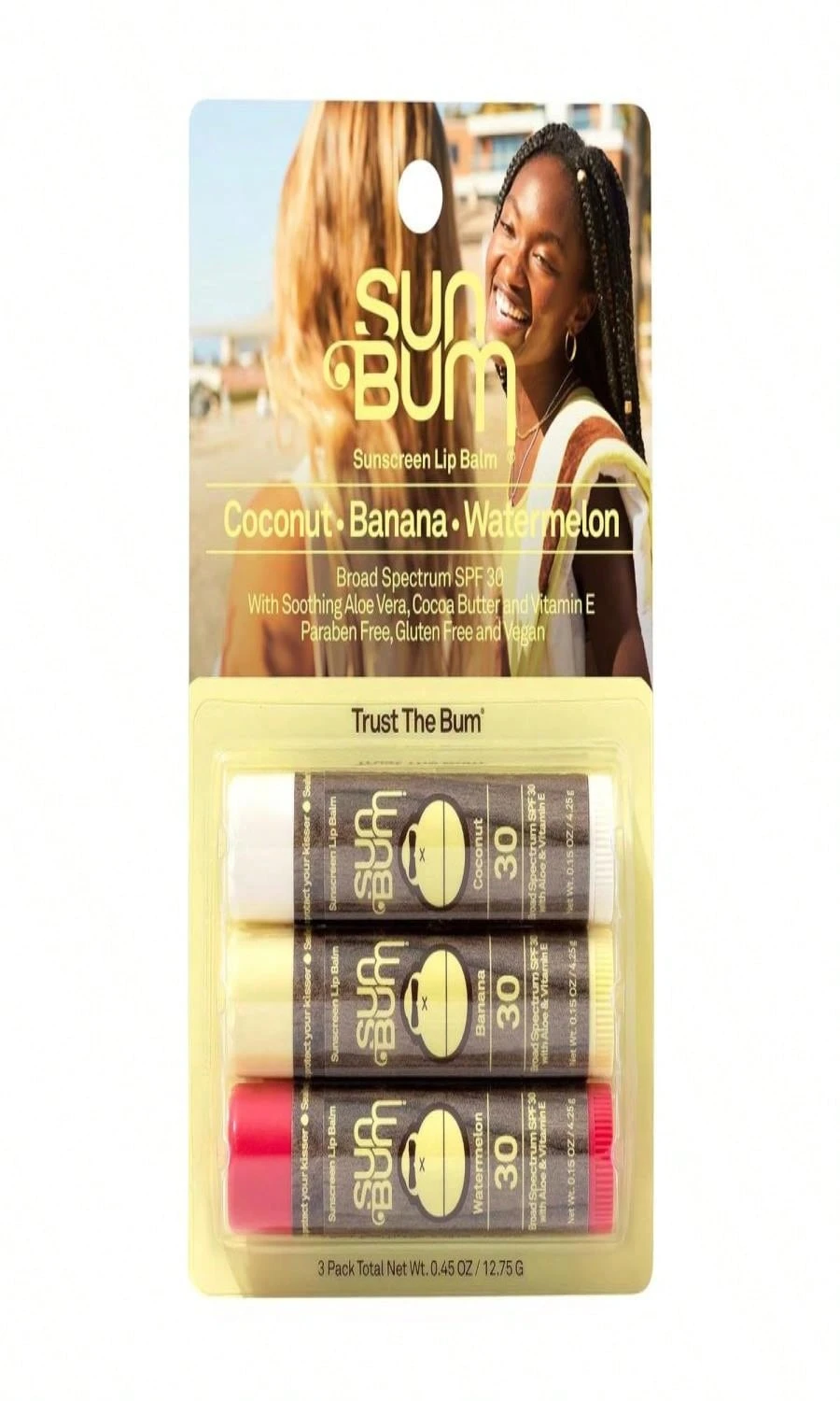 Set de 3pcs de bálsamo labial con protector solar de coco, hidratante ...